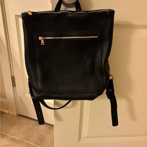 Portland Leather Goods black pebbled tote backpack